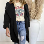 Damen Oversized Strickjacke mit weitem Revers und Taschen R&B