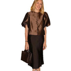 Damen Elegantes Midikleid mit strukturiertem Oberteil und voluminösen Ärmeln R&B