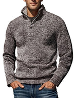 Herren nan grobgestrickter Strickpullover mit halbem Reißverschluss und hohem Stehkragen R&B