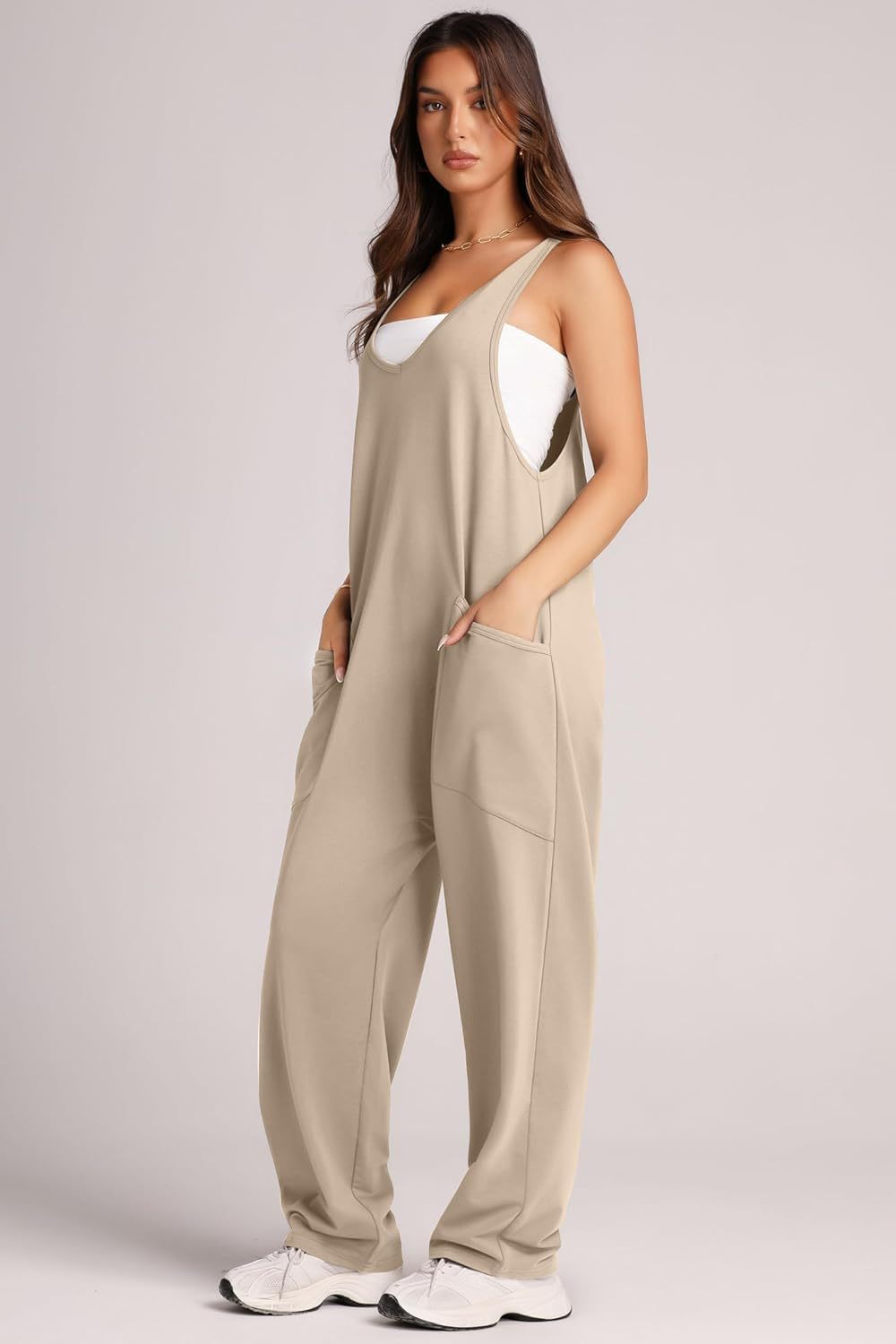 Damen Jumpsuit mit großzügigen Taschen und weichem Stretchmaterial R&B