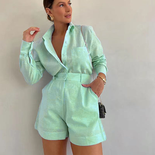 Damen Kurz-Overall mit eleganter Hemdblusen-Optik R&B