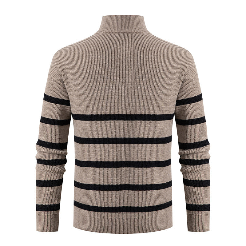 Herren Strickpullover mit Stehkragen und sportlichem Reißverschluss