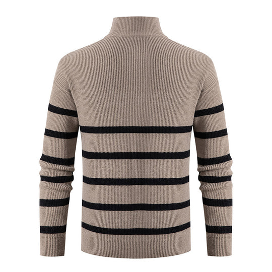 Herren Strickpullover mit Stehkragen und sportlichem Reißverschluss R&B