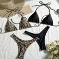 Damen Triangel-Bikini Set mit Leo-Muster und elegantem Schnitt