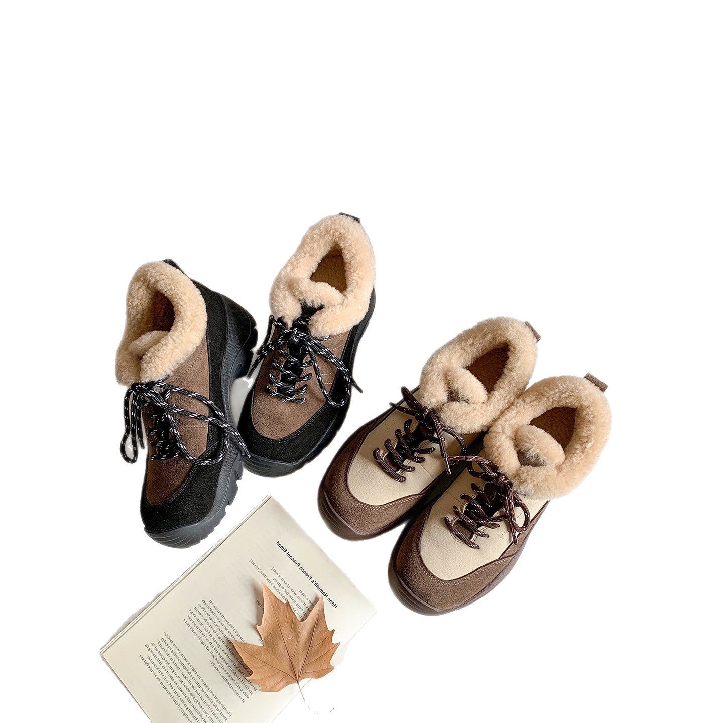 Damen Sneaker-Stiefel mit gemütlichem Strickschaf R&B