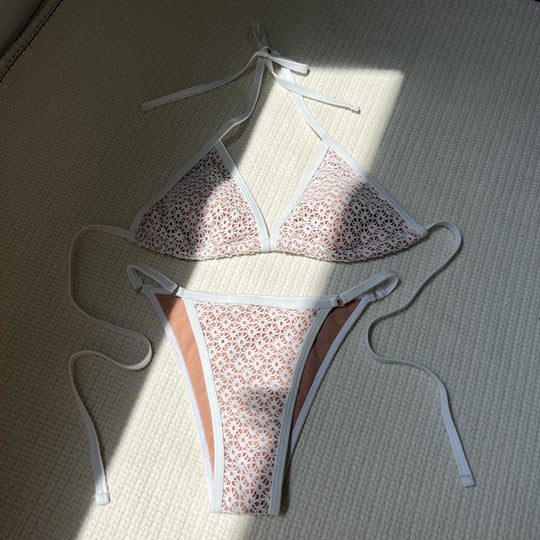 Damen Triangel-Bikini mit filigranem Spitzenmuster R&B