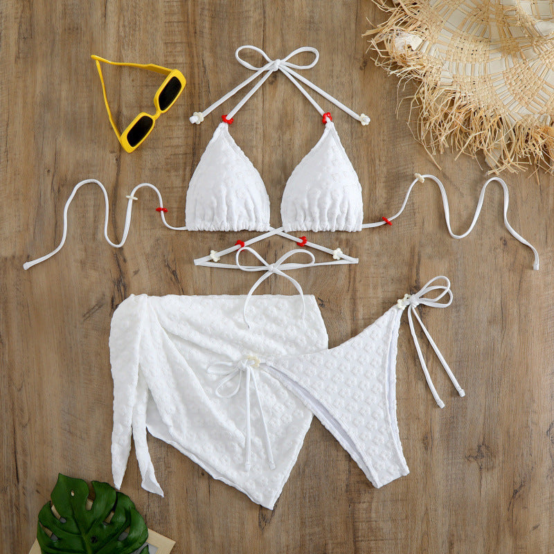 Damen Triangel-Bikini mit floralem Muster und dazugehörigem Rock R&B