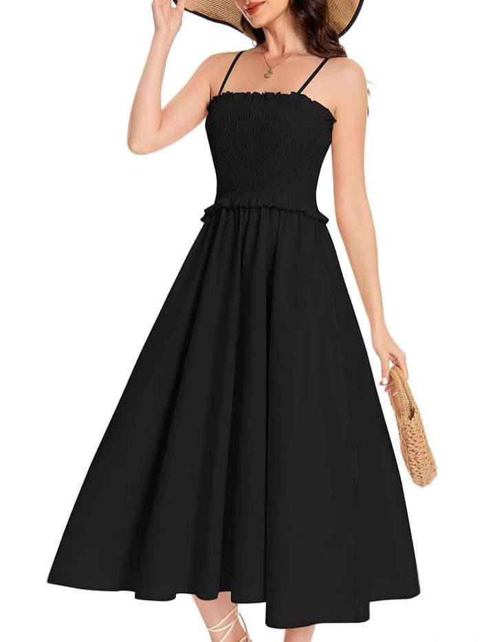 Damen Maxikleid mit geschnürtem Oberteil und fließendem Rock R&B