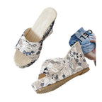 Damen Bequeme Platform-Pantoletten mit floralem Muster R&B