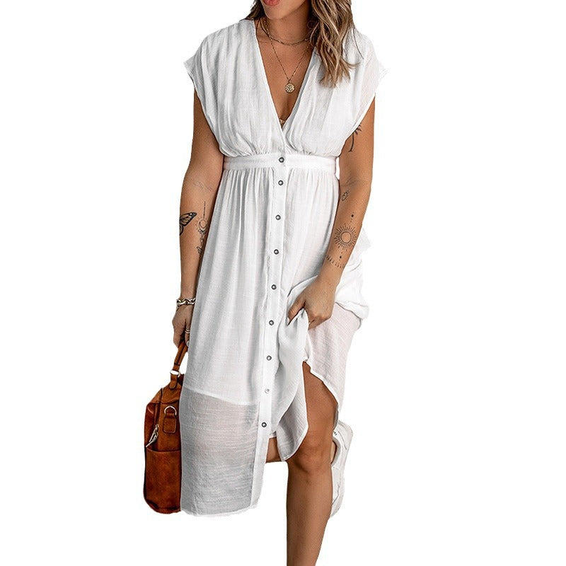 Damen Sommerkleid mit knopflosem Design und fließendem Schnitt R&B