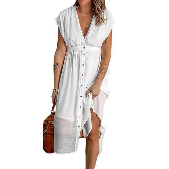 Damen Sommerkleid mit knopflosem Design und fließendem Schnitt R&B