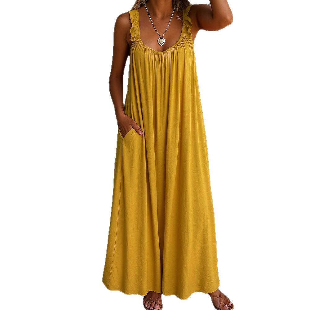 Damen Maxi-Kleid mit trägerloser Passform und luftiger Silhouette R&B