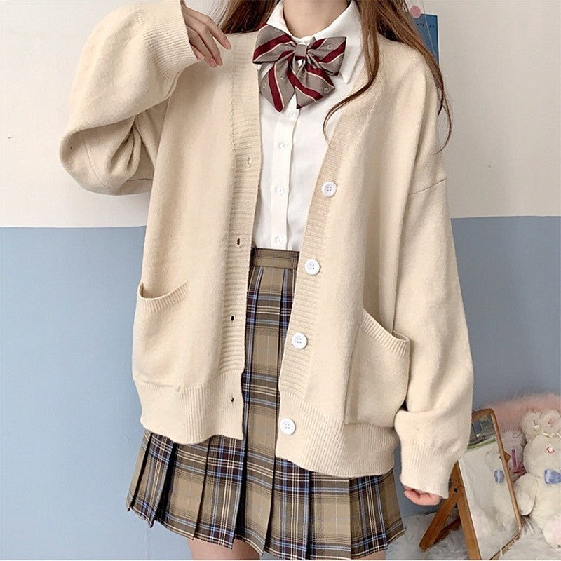 Damen Grob gestrickter Cardigan mit Taschen und V-Ausschnitt R&B