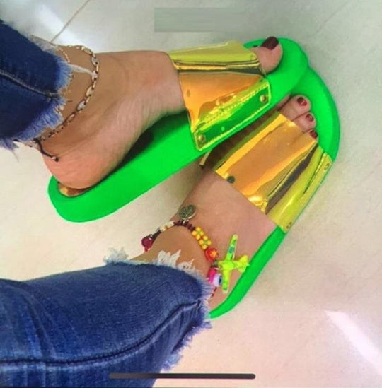 Damen modische Plateau-Sandalen mit funkelnden Metallelementen R&B