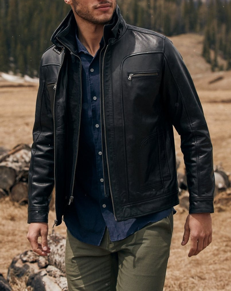 Herren lässige jacke mit modernem Stehkragen und vielseitigen Taschen R&B