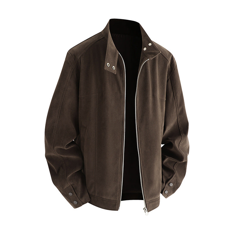 Herren Freizeitjacke aus weichem Kunstleder mit praktischem Kragen und Reißverschluss R&B