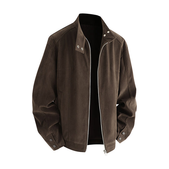 Herren Freizeitjacke aus weichem Kunstleder mit praktischem Kragen und Reißverschluss R&B