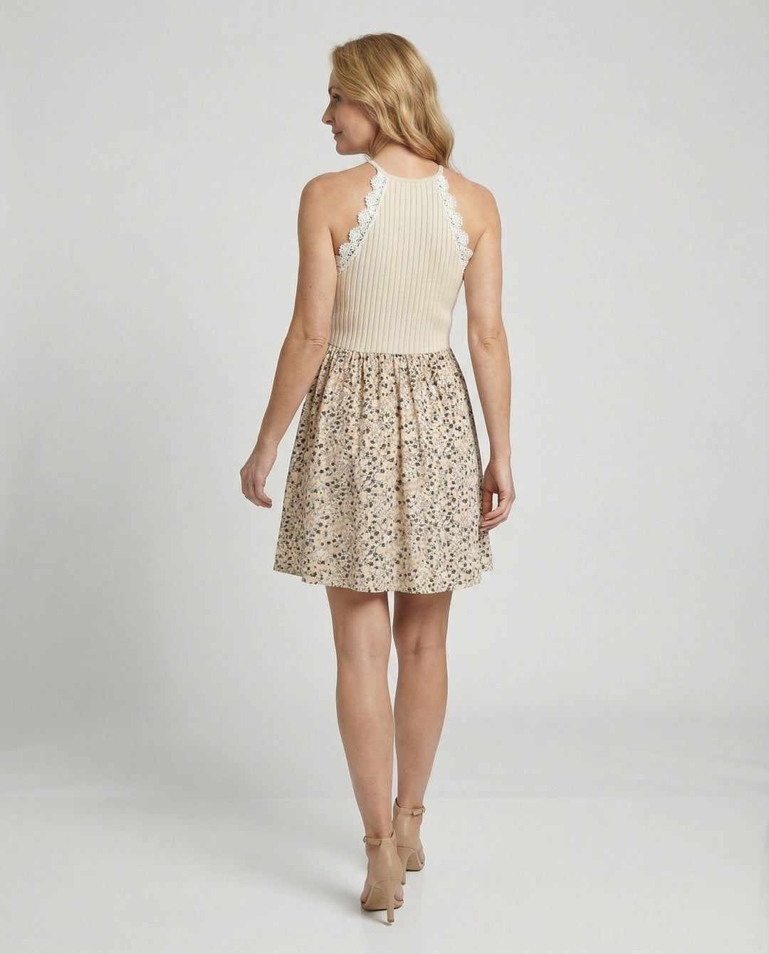 Damen Blumenkleid A-Linie mit Chiffonrock