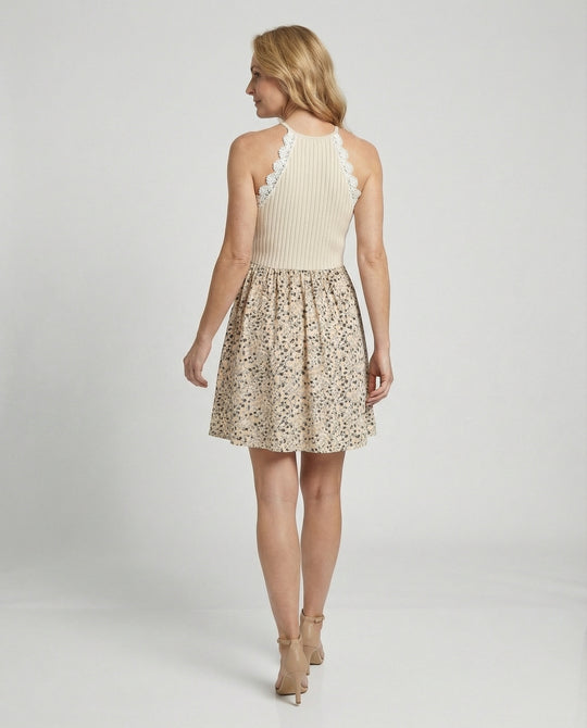 Damen Blumenkleid A-Linie mit Chiffonrock