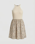 Damen Blumenkleid A-Linie mit Chiffonrock
