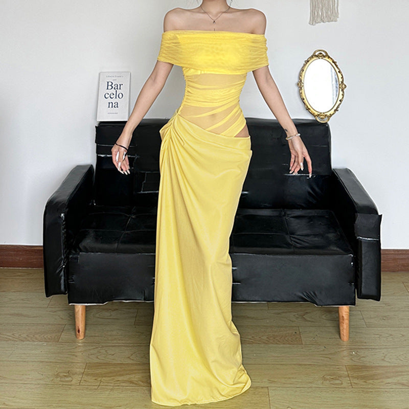 Damen elegantes Abendkleid mit schmalem Schnitt und transparenten Einsätzen R&B