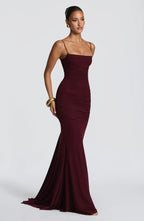 Damen Elegantes Tailliertes Maxikleid mit Raffungen