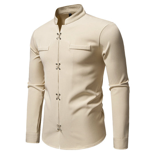 Herren Hemd mit asiatischem Knopfdesign R&B