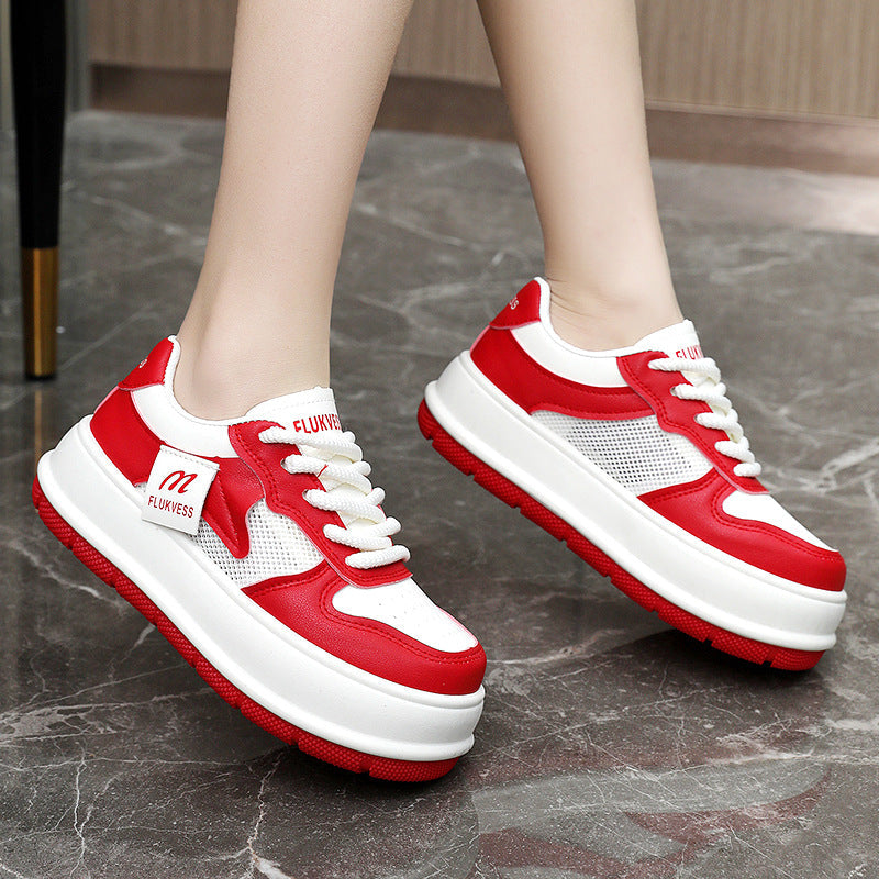 Damen modische Plateau Sneakers mit atmungsaktiver Mesh-Oberfläche und dämpfendem Sohlenprofil R&B