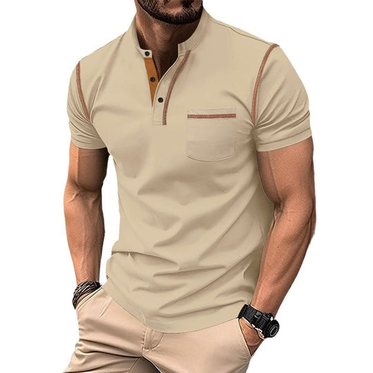 Herren Poloshirt mit modernem Henley-Kragen und praktischen Brusttasche R&B