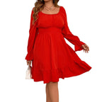 Damen Freizeitkleid mit voluminösen Ärmeln und frischem Saum R&B
