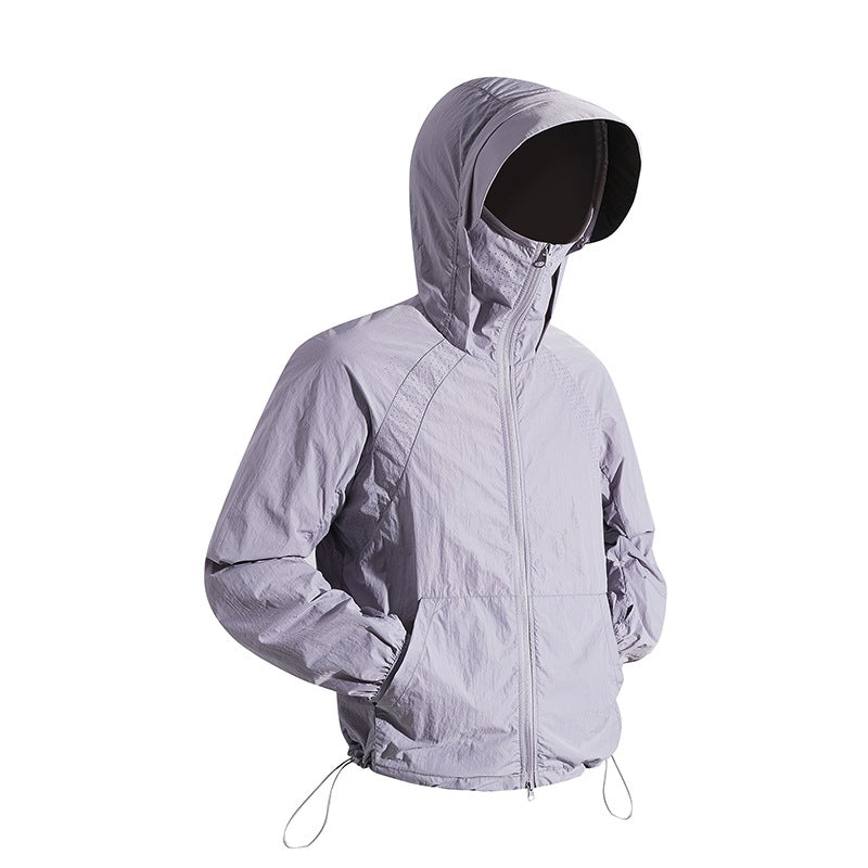 Unisex nan leichte wind- und wasserabweisende Kapuzenjacke mit verstellbarem Saum und Packsack R&B