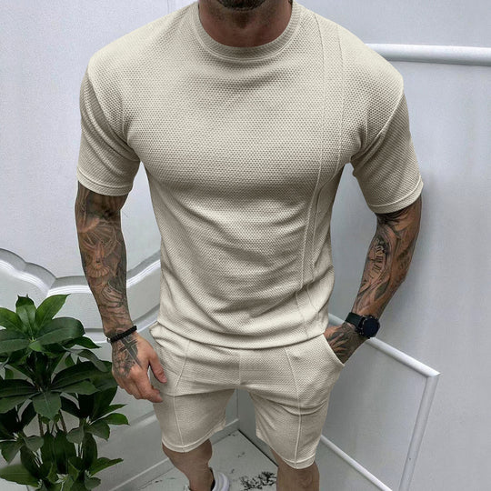 Herren Sportliches Kurzarm-Set mit innovativem Texturdesign und praktischen Eingrifftaschen R&B
