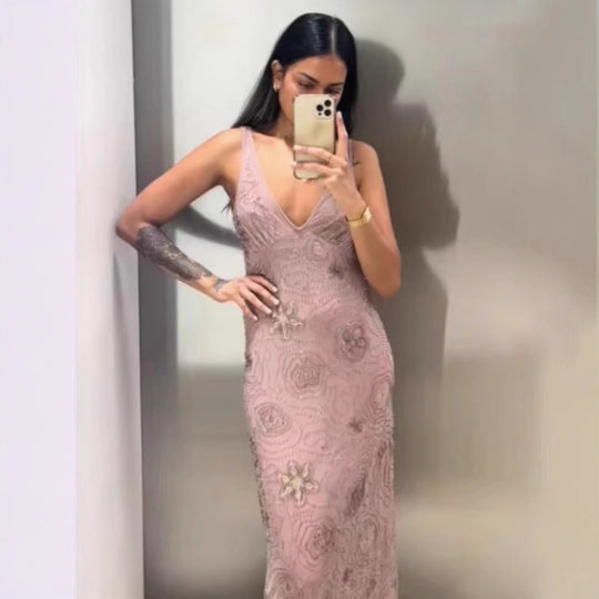 Damen Maxikleid mit aufregenden Strassverzierungen R&B