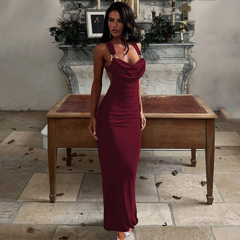 Damen Elegantes Maxikleid mit raffinierten Drapé-Details R&B