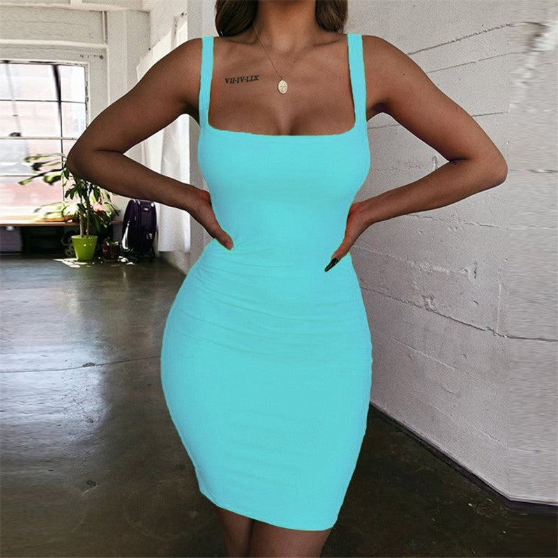 Damen Bodycon Minikleid mit breiten Trägern und taillierter Silhouette R&B