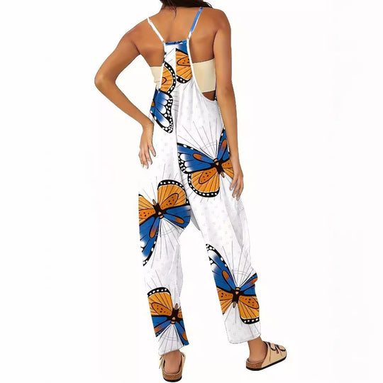 Damen Jumpsuit mit auffälligem Schmetterlingsdesign und praktischen Taschen R&B