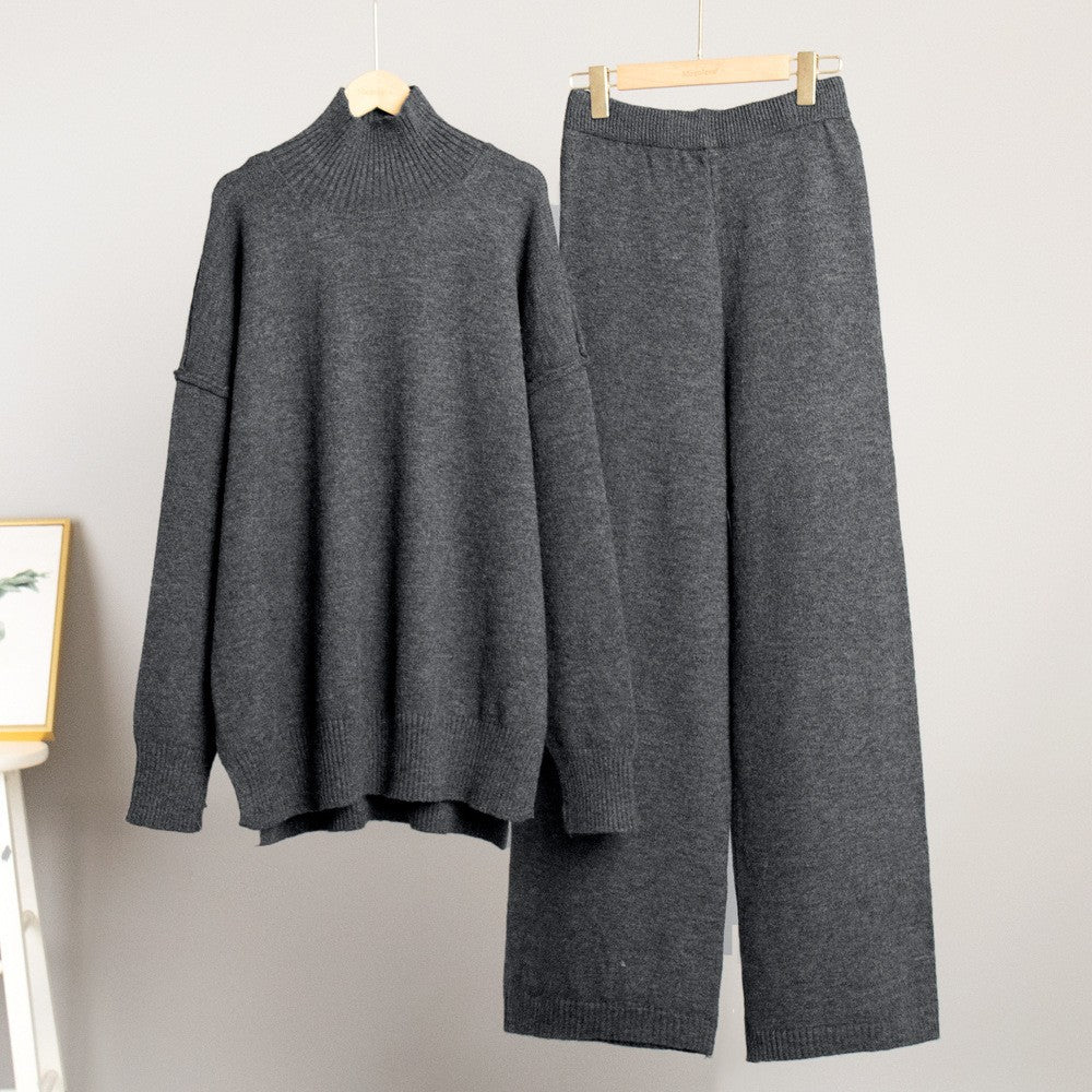 Damen Gemütliches Strick-Ensemble mit hohem Kragen R&B
