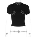 Damen Crop-Top mit glamourösen Sternenapplikationen R&B