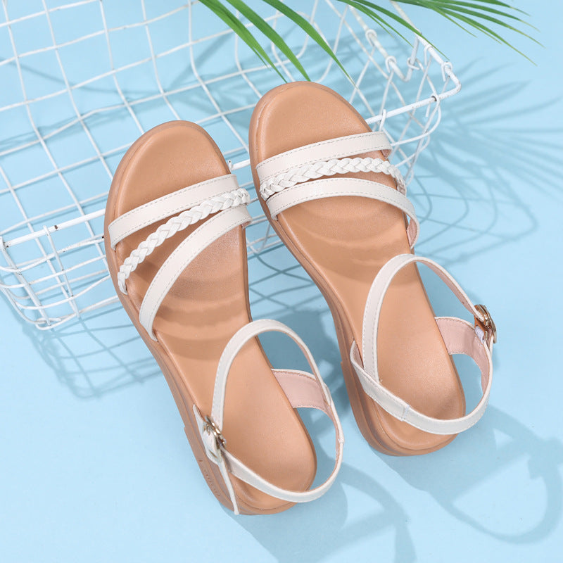 Damen Komfortable Riemchen-Sandalen mit geflochtenem Riemendesign und flexiblem Fußbett R&B