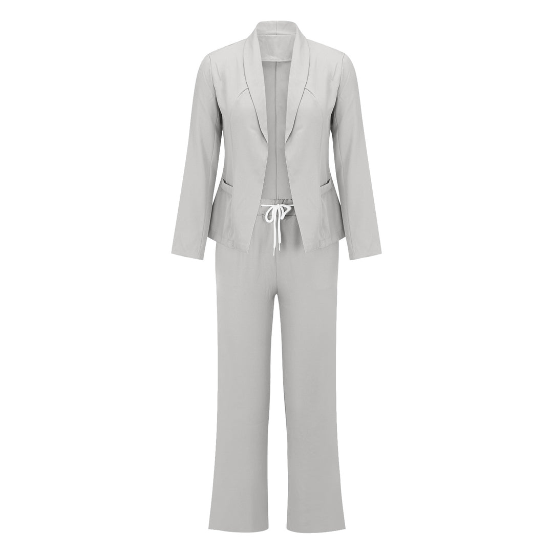 Damen eleganter Jumpsuit mit Blazer-Optik und verstellbarem Taillenzug R&B