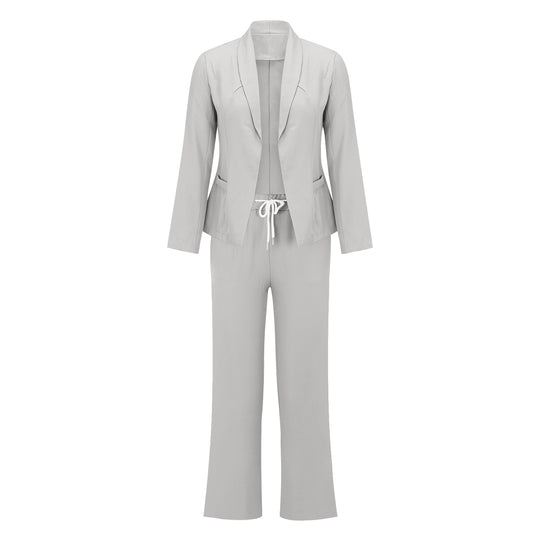 Damen eleganter Jumpsuit mit Blazer-Optik und verstellbarem Taillenzug R&B