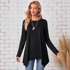 Damen langes Oberteil mit asymmetrischem Saum und lockerem Schnitt R&B
