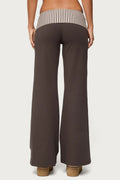 Damen Palazzo-Hose mit gestreiftem Bund und lässigem Schnitt R&B