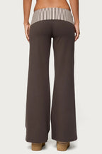 Damen Palazzo-Hose mit gestreiftem Bund und lässigem Schnitt R&B
