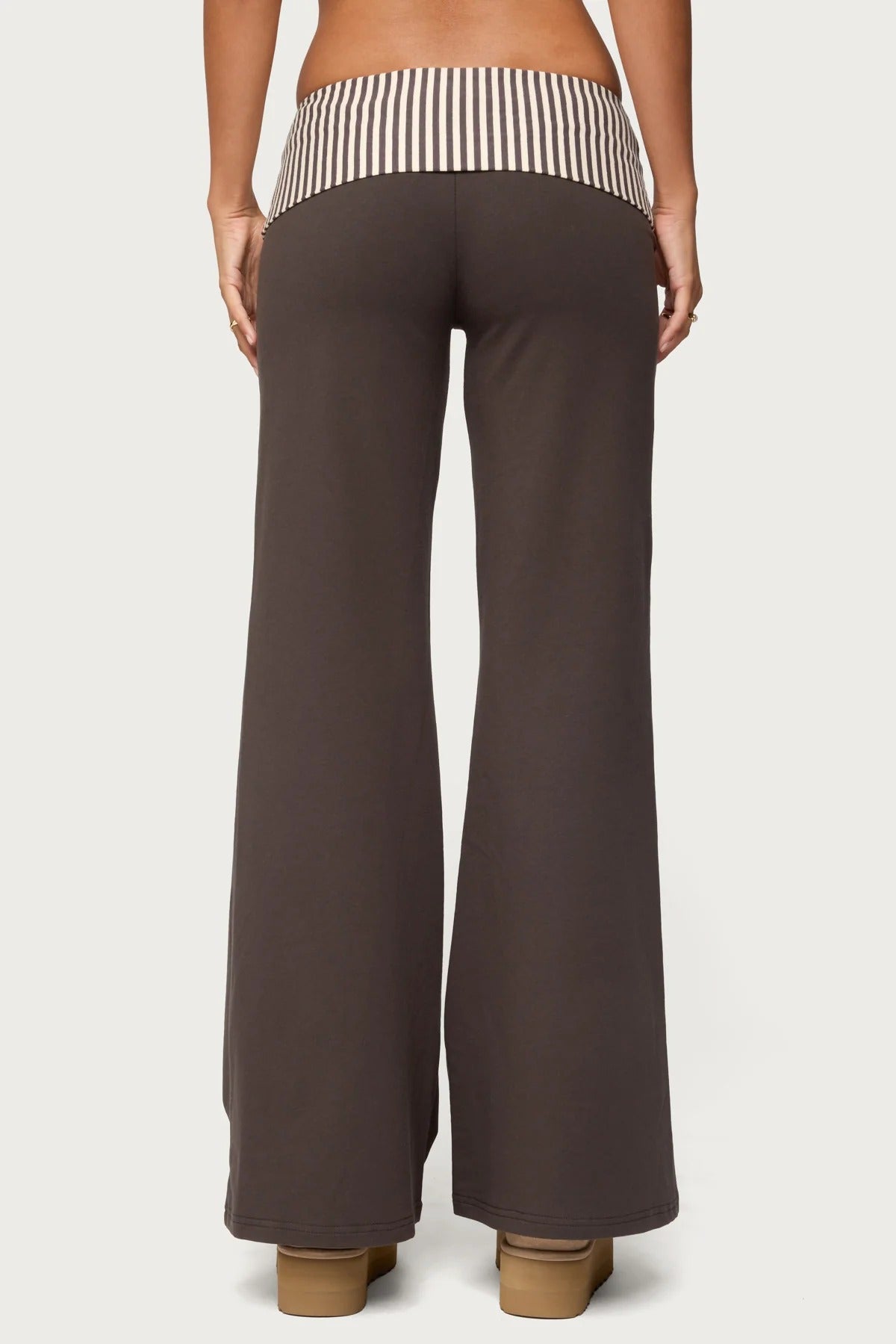 Damen Palazzo-Hose mit gestreiftem Bund und lässigem Schnitt R&B