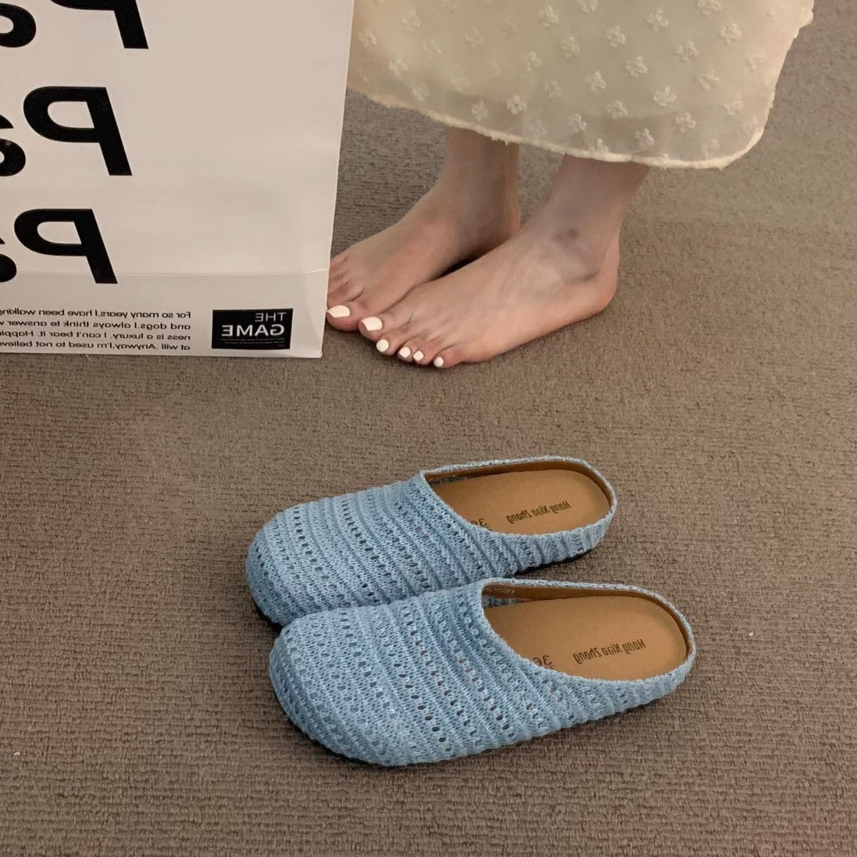 Damen bequeme Slipper aus atmungsaktivem Textilmaterial R&B