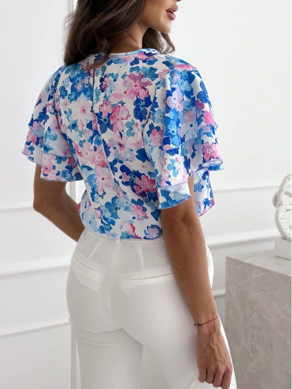 Damen Bluse mit voluminösen Rüschenärmeln R&B