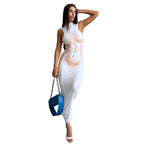 Damen Elegantes, figurbetontes Abendkleid mit hohem Kragen und transparentem Stoff R&B