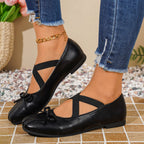 Damen elegante Ballerinas mit dekorativen Schleifen und elastischen Riemen R&B