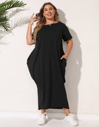 Damen lässiges Maxikleid mit seitlichen Taschen und bequemem Schnitt R&B